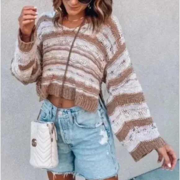 FREE PEOPLE Lake Life Pullover Sweater Sunset Sand Sz S {II32}