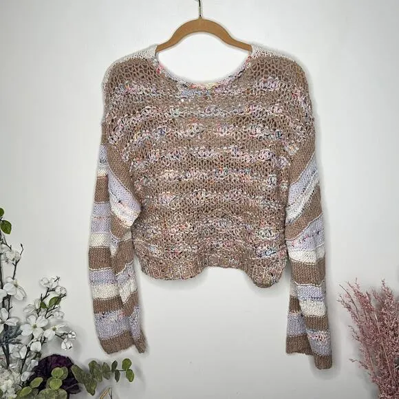 FREE PEOPLE Lake Life Pullover Sweater Sunset Sand Sz S {II32}