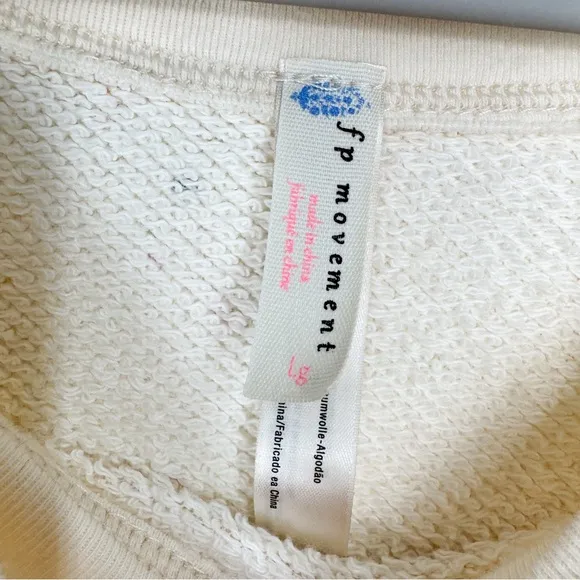 Free People Movement Cream Paint Splatter Pullover Sweater Women’s Size Large
