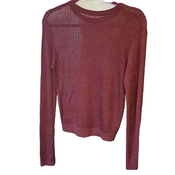 Free People size large Womens H20 Crew Neck Sheer Long Sleeve Pullover