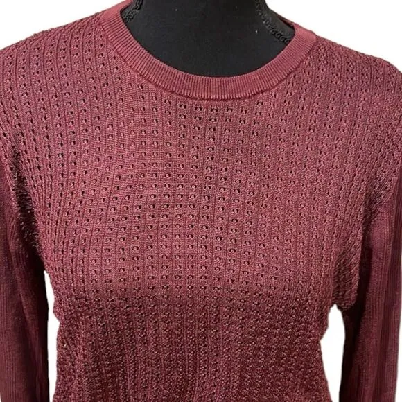 Free People size large Womens H20 Crew Neck Sheer Long Sleeve Pullover