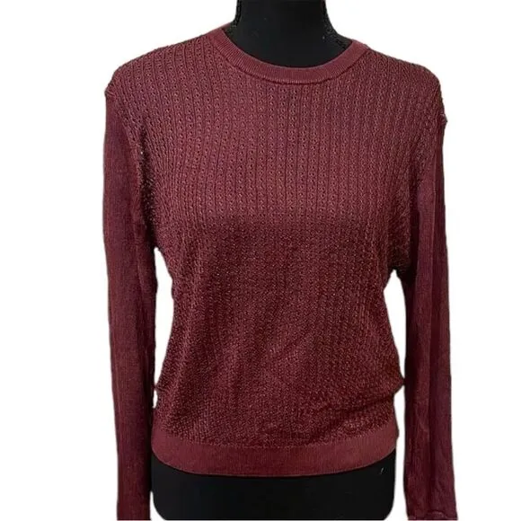 Free People size large Womens H20 Crew Neck Sheer Long Sleeve Pullover