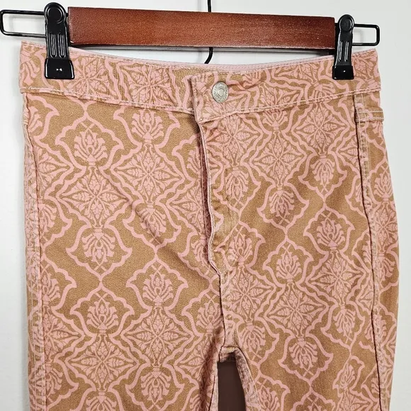 Free People Throw It Back Reversible Flare Jeans High-Rise Flare Jeans Pink Tan