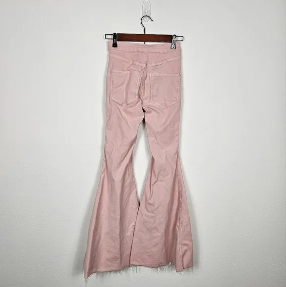Free People Throw It Back Reversible Flare Jeans High-Rise Flare Jeans Pink Tan