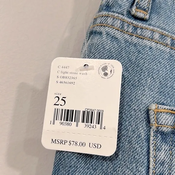 Free People We The Free Maggie Mid Rise Straight Button Fly Jeans 25 NWT