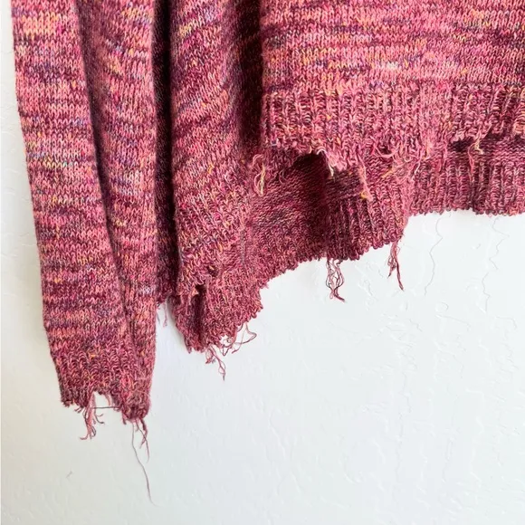 Free People Prism Pullover Sweater Raw Hem Coral Combo Size Extra Small