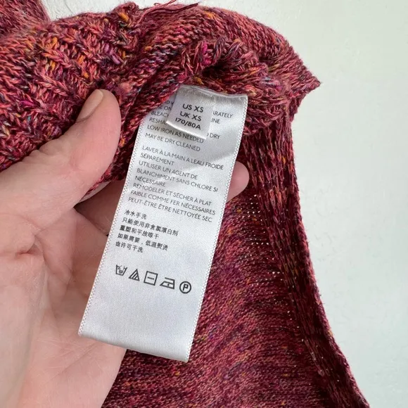 Free People Prism Pullover Sweater Raw Hem Coral Combo Size Extra Small