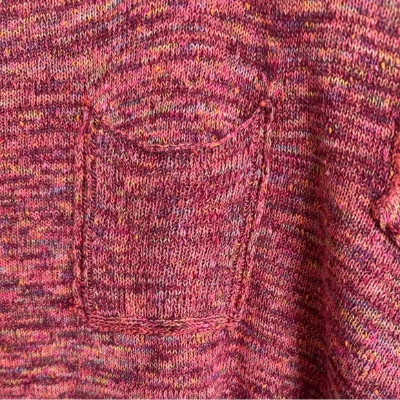 Free People Prism Pullover Sweater Raw Hem Coral Combo Size Extra Small