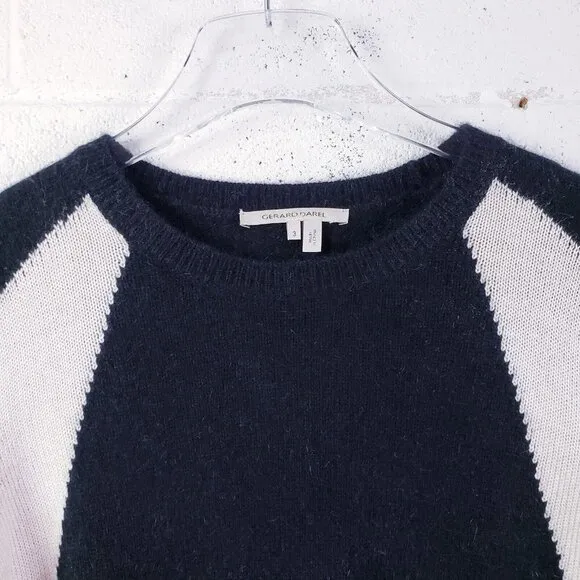 Gerard Darel Pullover Sweater Angora Wool Crewneck Womens Large Black Cream