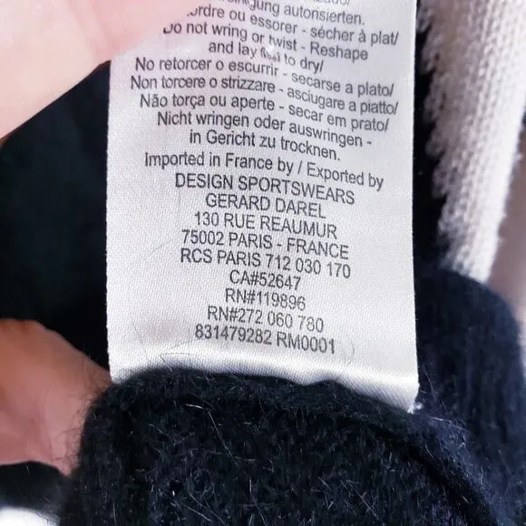 Gerard Darel Pullover Sweater Angora Wool Crewneck Womens Large Black Cream
