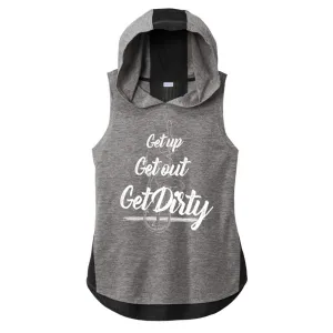 GET UP GET OUT GET DIRTY® Ladies Muscle Hooded Tank - Limited Time!!!