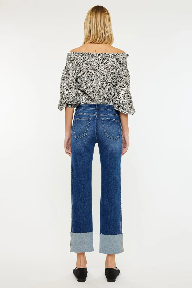 Gisela Mid Rise Crop Straight Jeans