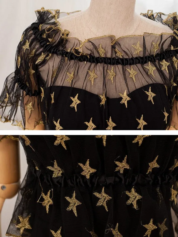 golden star sheer top and romper set