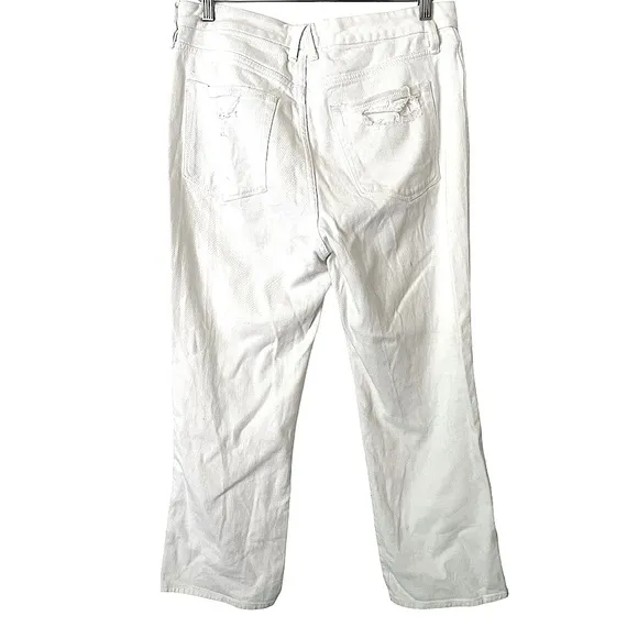 Good American Good Curve White High Waist Raw Hem Jeans‎ 12
