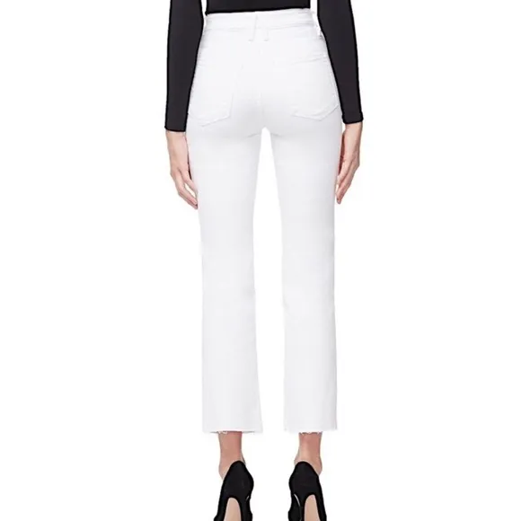 Good American Good Curve White High Waist Raw Hem Jeans‎ 12