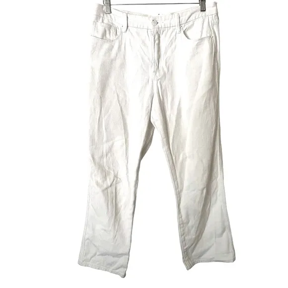 Good American Good Curve White High Waist Raw Hem Jeans‎ 12