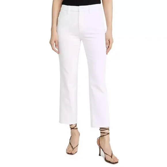 Good American Good Curve White High Waist Raw Hem Jeans‎ 12