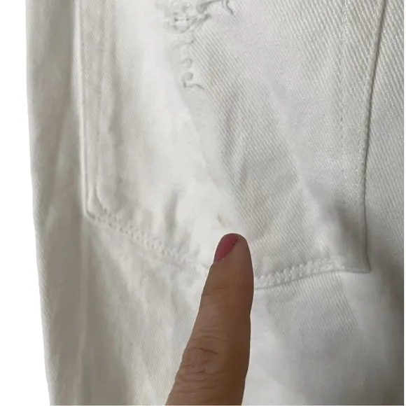 Good American Good Curve White High Waist Raw Hem Jeans‎ 12
