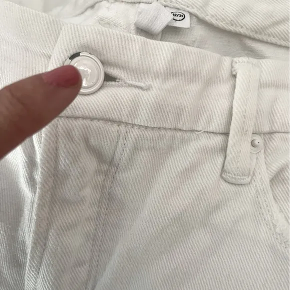 Good American Good Curve White High Waist Raw Hem Jeans‎ 12