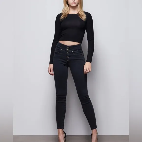 Good American Good Waist Exposed Front Button Sz 29
