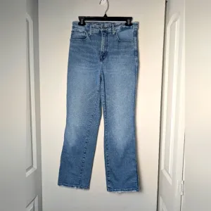 Good American Jeans Straight Leg Light Wash High Rise Sz 28