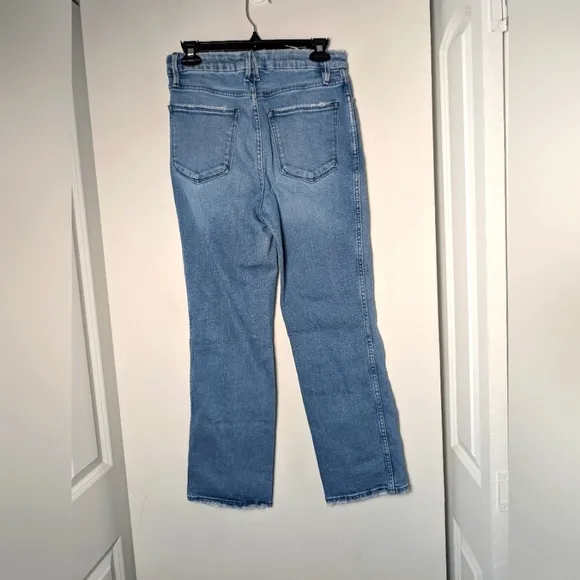 Good American Jeans Straight Leg Light Wash High Rise Sz 28