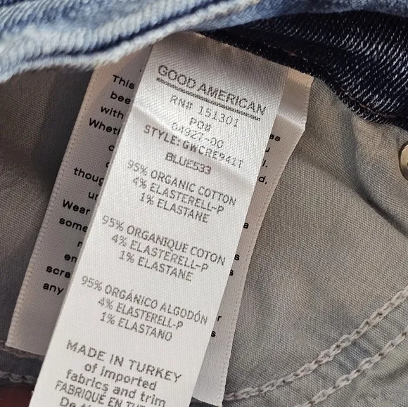 Good American Straight Leg Disstressed Blue Jeans 29 NWT