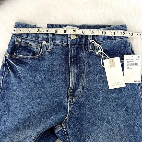 Good American Womens 2 26 Good Classic High Rise Raw Hem Jeans