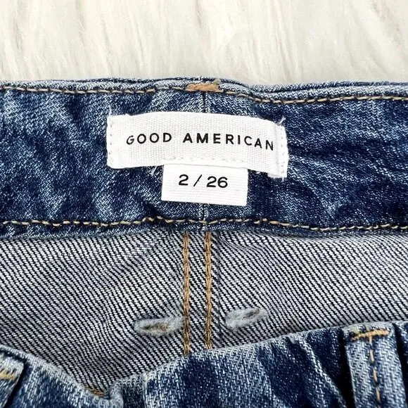 Good American Womens 2 26 Good Classic High Rise Raw Hem Jeans