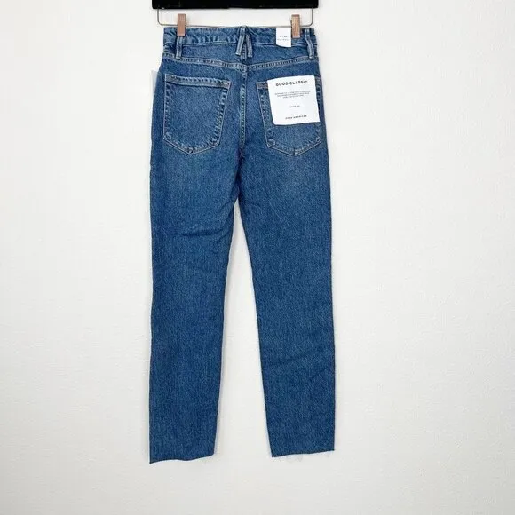 Good American Womens 2 26 Good Classic High Rise Raw Hem Jeans