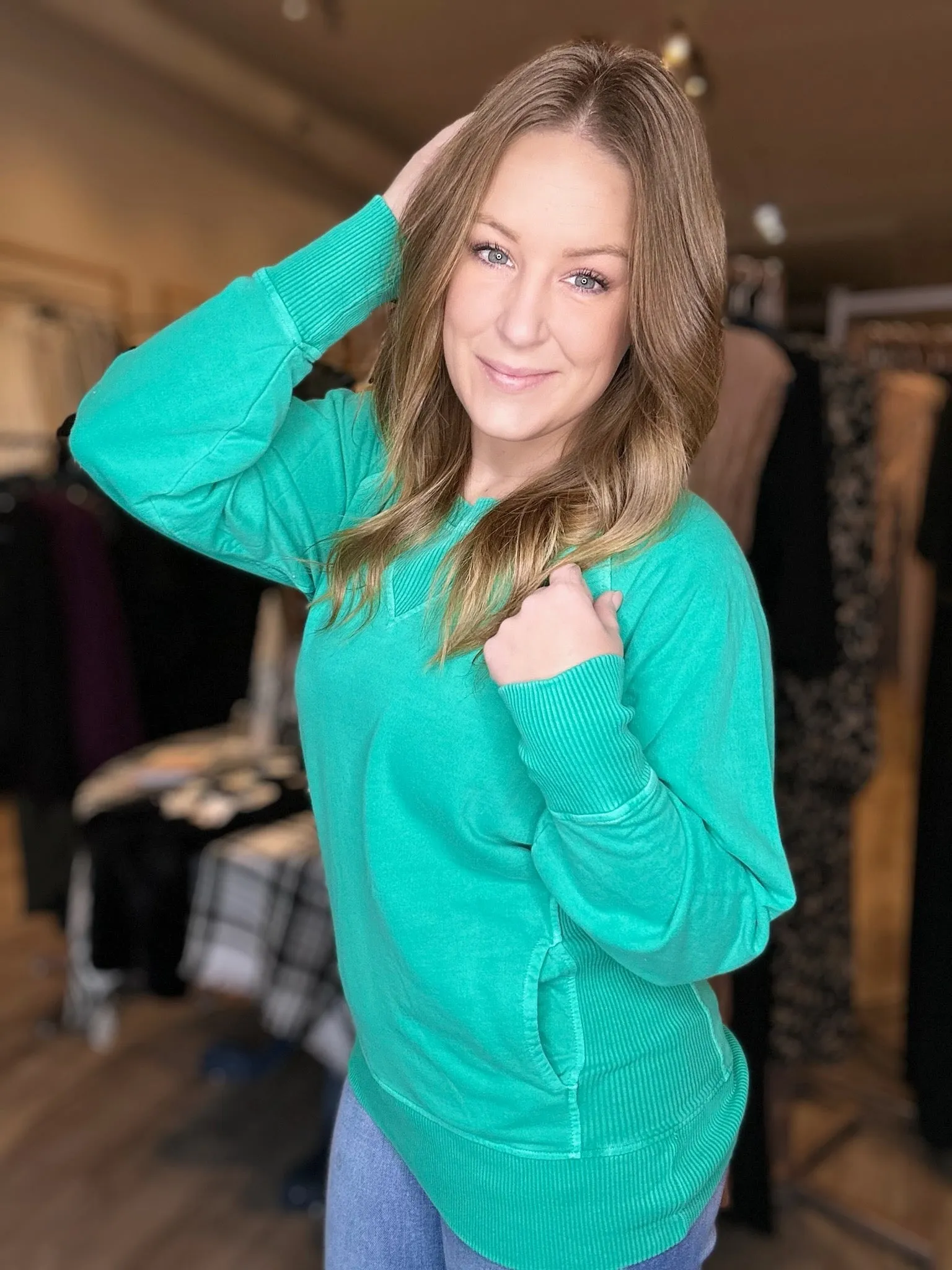 Green Pocket Pullover