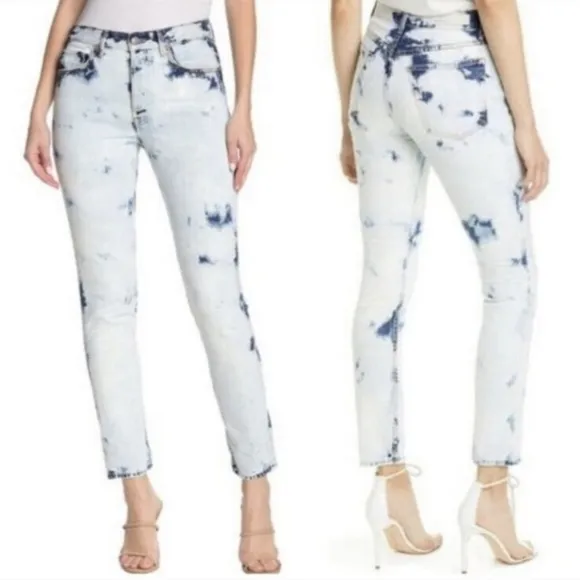GRLFRND Karolina SunBleach Rigid Denim High Waisted Jeans sz 27