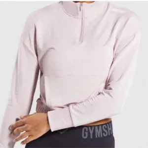 Gymshark Women's Crop Pullover Sweater in Light Pink, XL