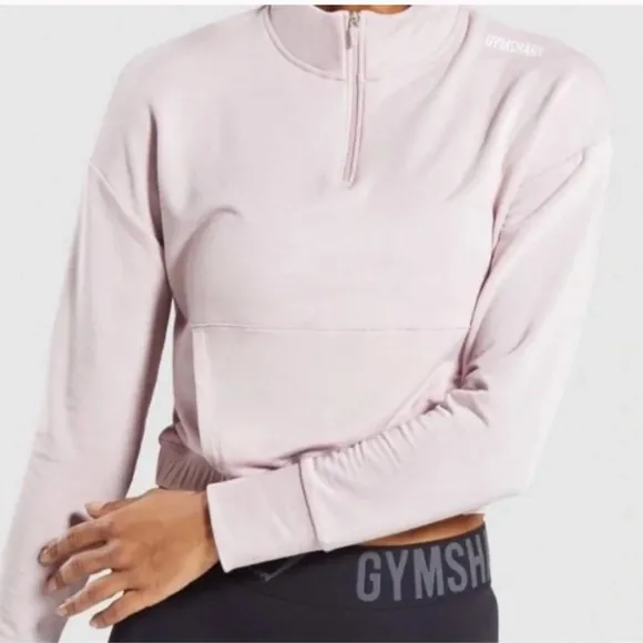 Gymshark Women's Crop Pullover Sweater in Light Pink, XL