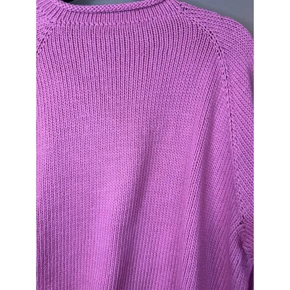 Handmade Mock Neck Knitted Long Sleeve Thick Pink Pullover Sweater Size L/XL