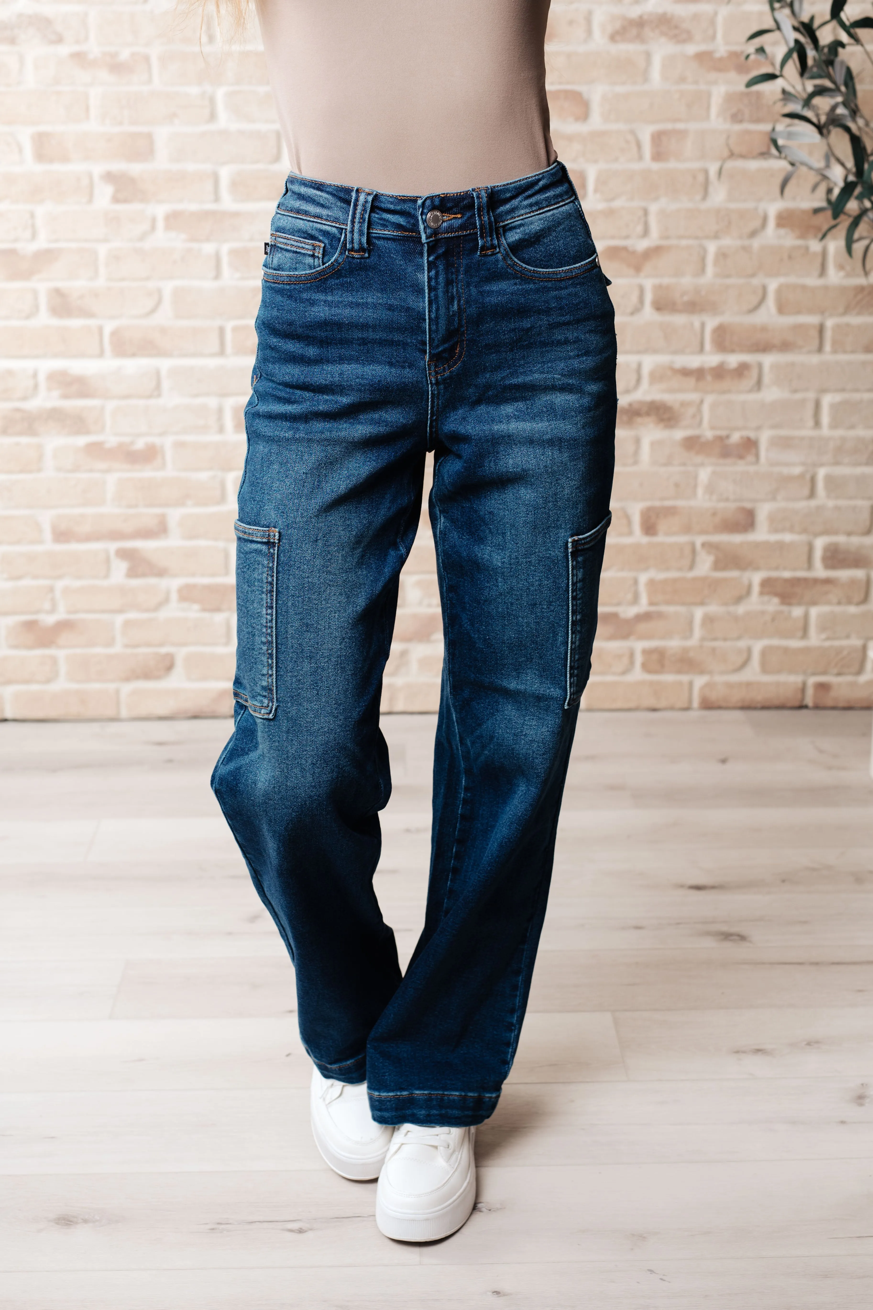 Hazel Blues® |  Leila High Rise Cargo Straight Jeans