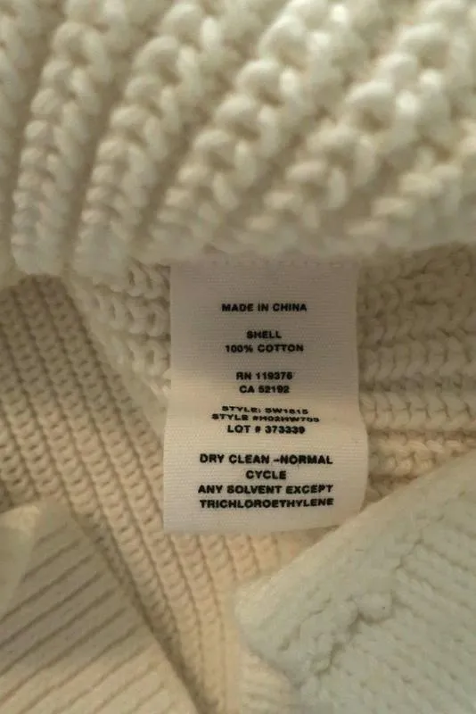 Helmut Lang Detachable Sleeve Pullover Sweater Cream Ribbed Cotton Size Medium