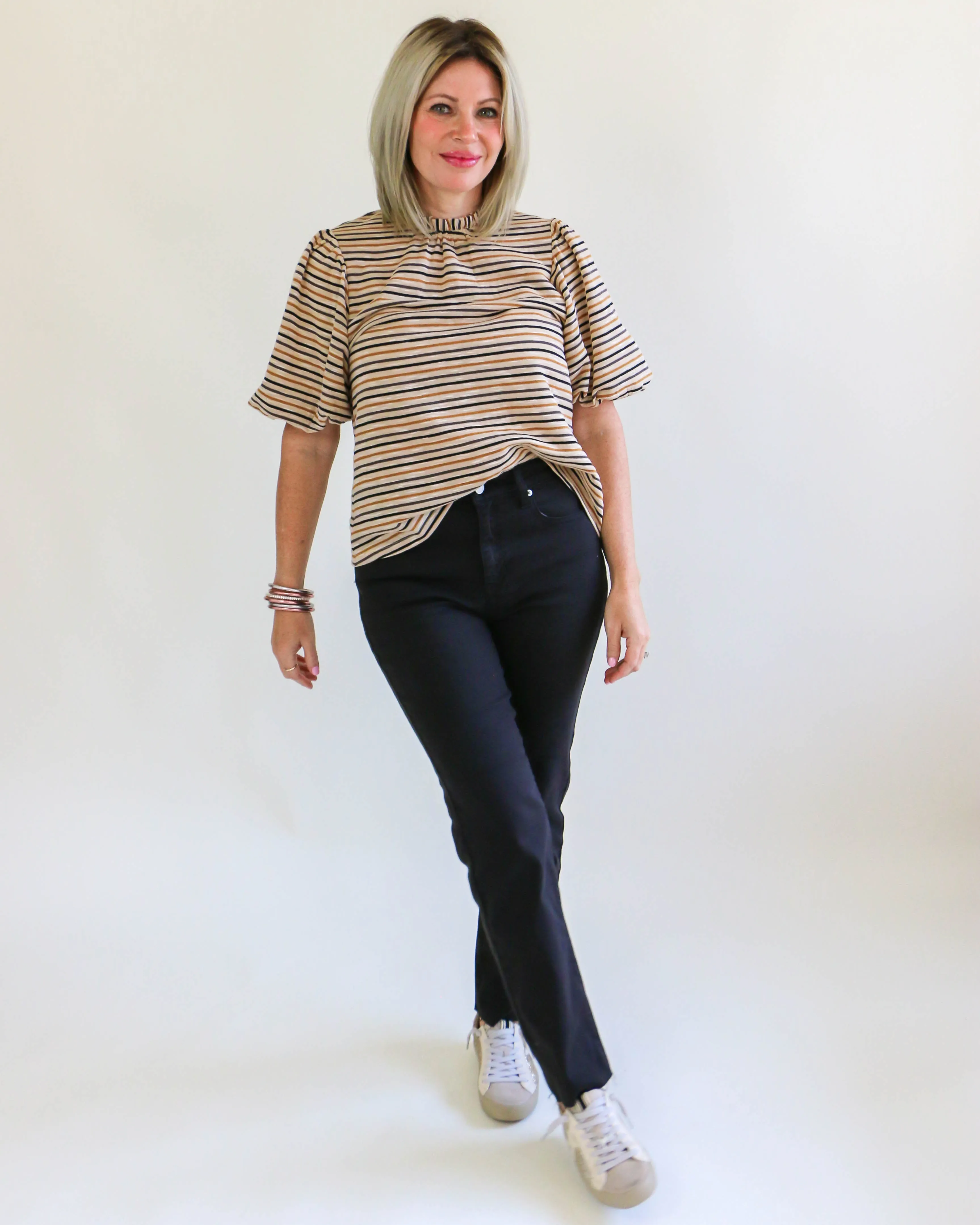 High Rise Slim Straight Jeans in Black
