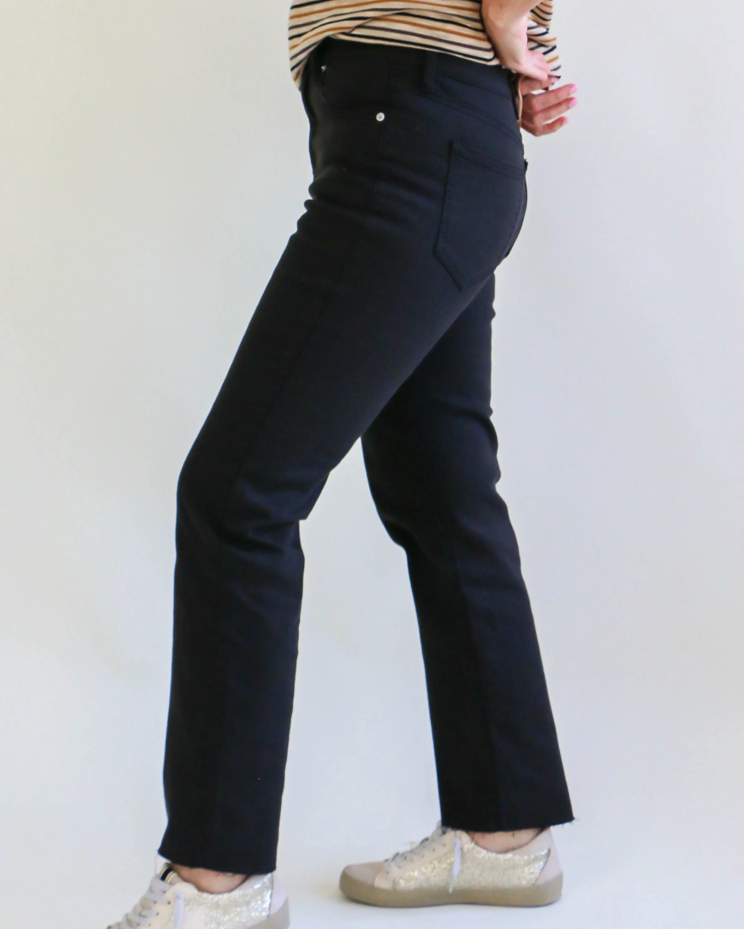 High Rise Slim Straight Jeans in Black