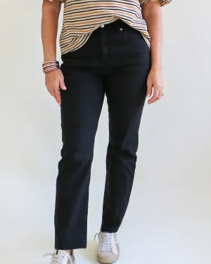 High Rise Slim Straight Jeans in Black