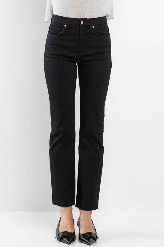 High Rise Slim Straight Jeans in Black