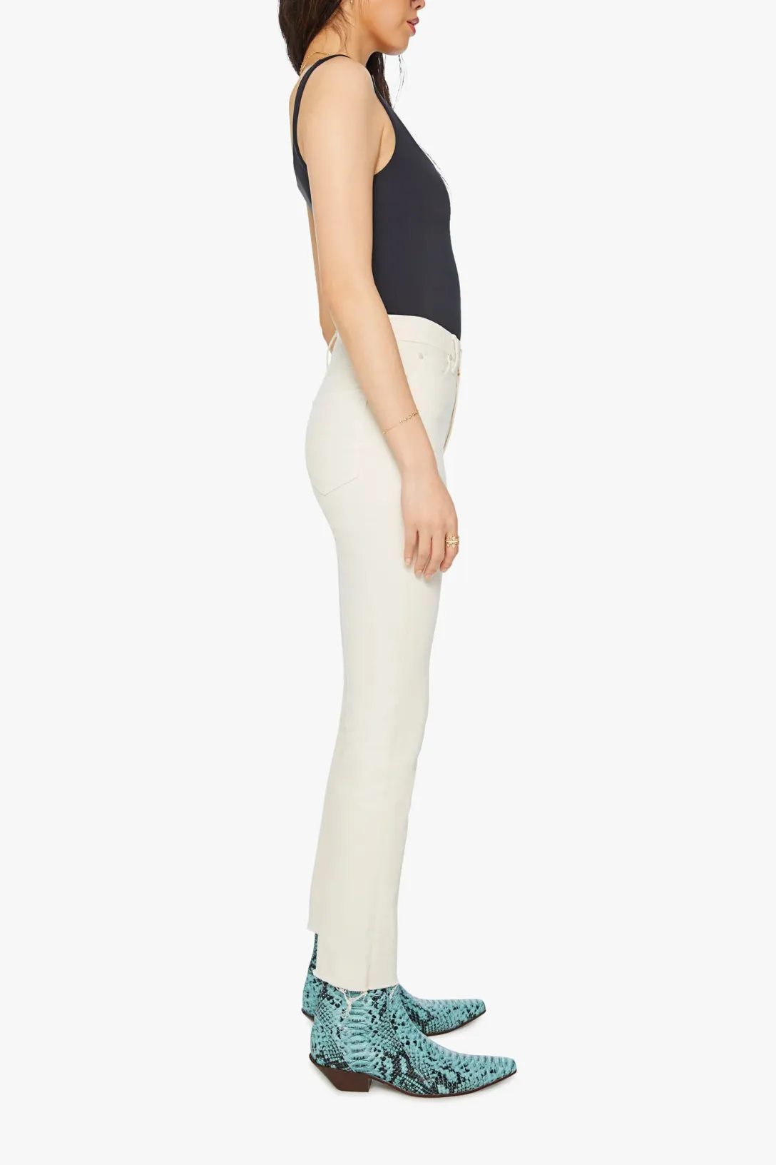 High Waisted Rascal Ankle Fray | Eggnog
