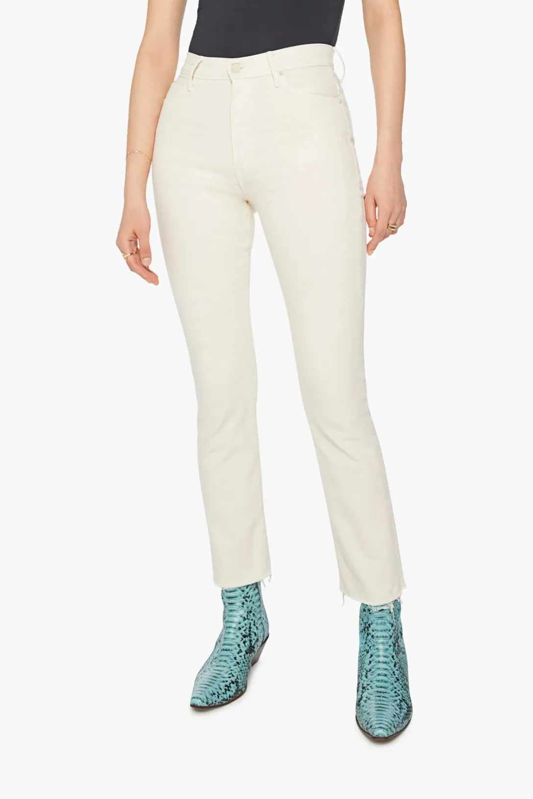 High Waisted Rascal Ankle Fray | Eggnog