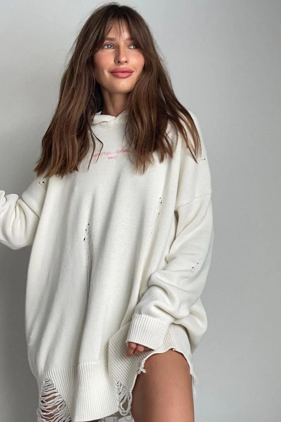 Hip-hop Ripped Pullover Hooded Sweater