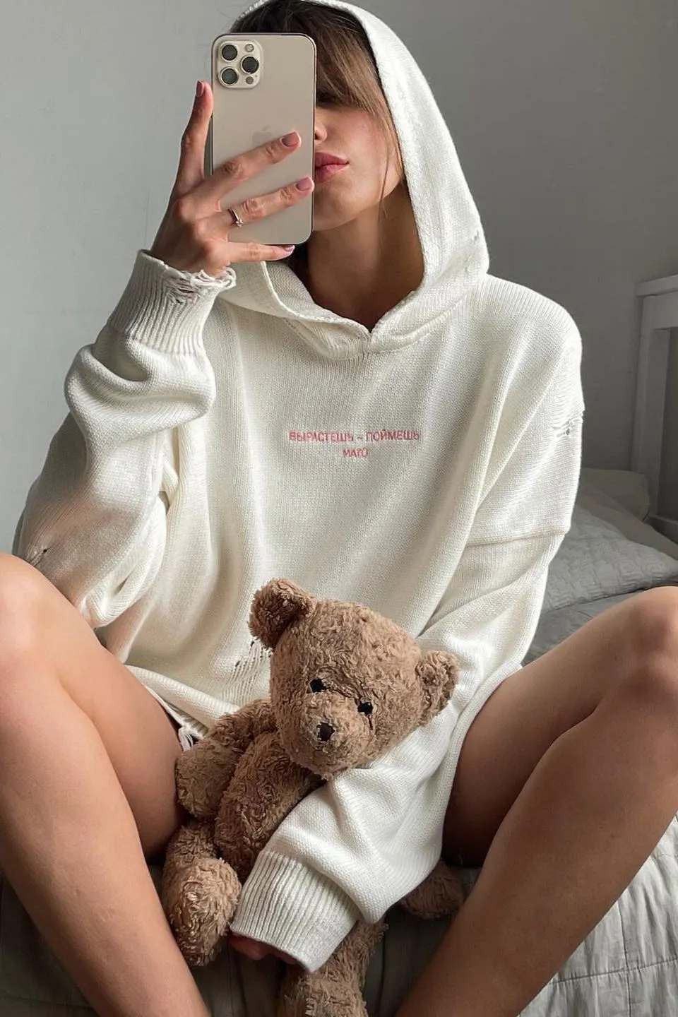 Hip-hop Ripped Pullover Hooded Sweater