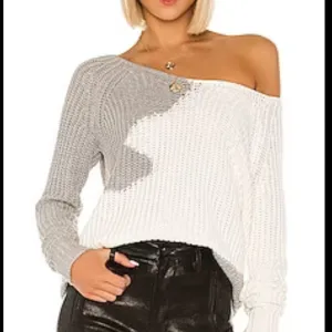 House of Harlow 1960 Revolve Adrienne Pullover in White &amp; Grey Sweater