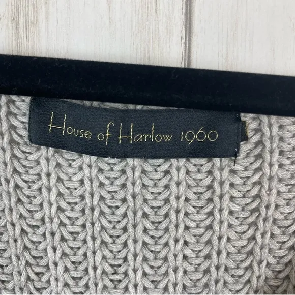 House of Harlow 1960 Revolve Adrienne Pullover in White &amp; Grey Sweater