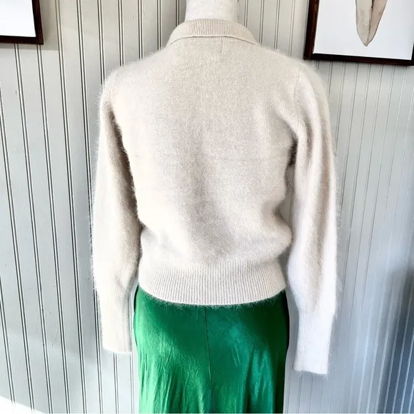 Humming Bird Angora Collard Neck Scarf Cream Color Pullover Sweater