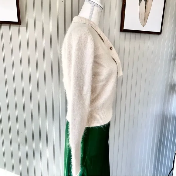 Humming Bird Angora Collard Neck Scarf Cream Color Pullover Sweater