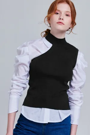Iesha Asymmetrical Mock Neck Knit Top